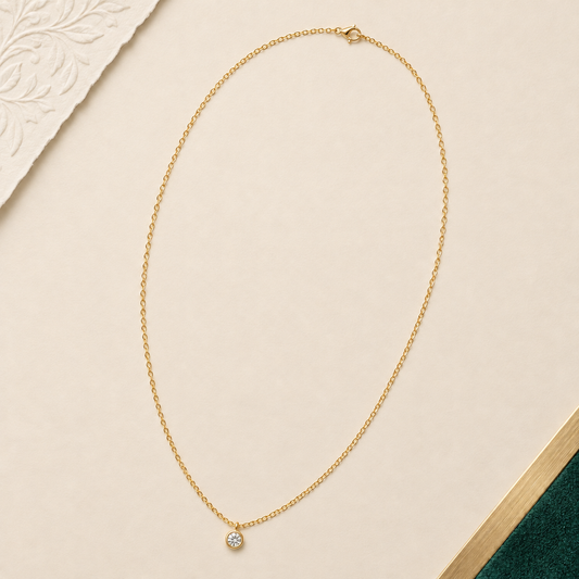 White Stone Drop Pendant Chain